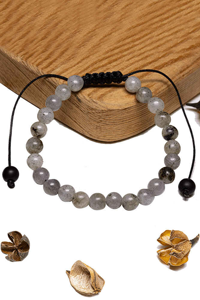 Sertifikalı Aaa+ Labradorit Taşı Bileklik - Makrome