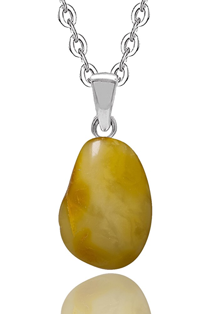 Üretici Sertifikalı Şekilsiz Kesim Damla Kehribar Kolye