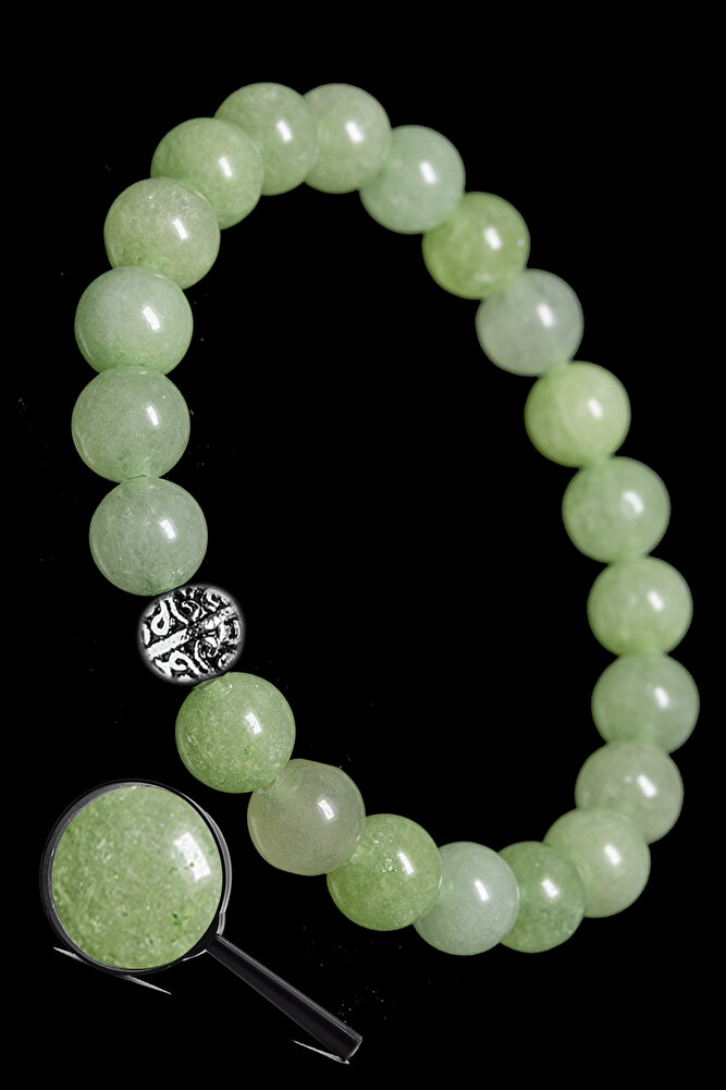 Sertifikalı Doğal Yeşil Kuvars Taşı Bileklik (gümüş Aparatlı)