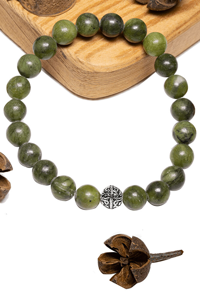 Sertifikalı Aaa+ Kanada Yeşim Taşı Bileklik - Gümüş Aparatlı