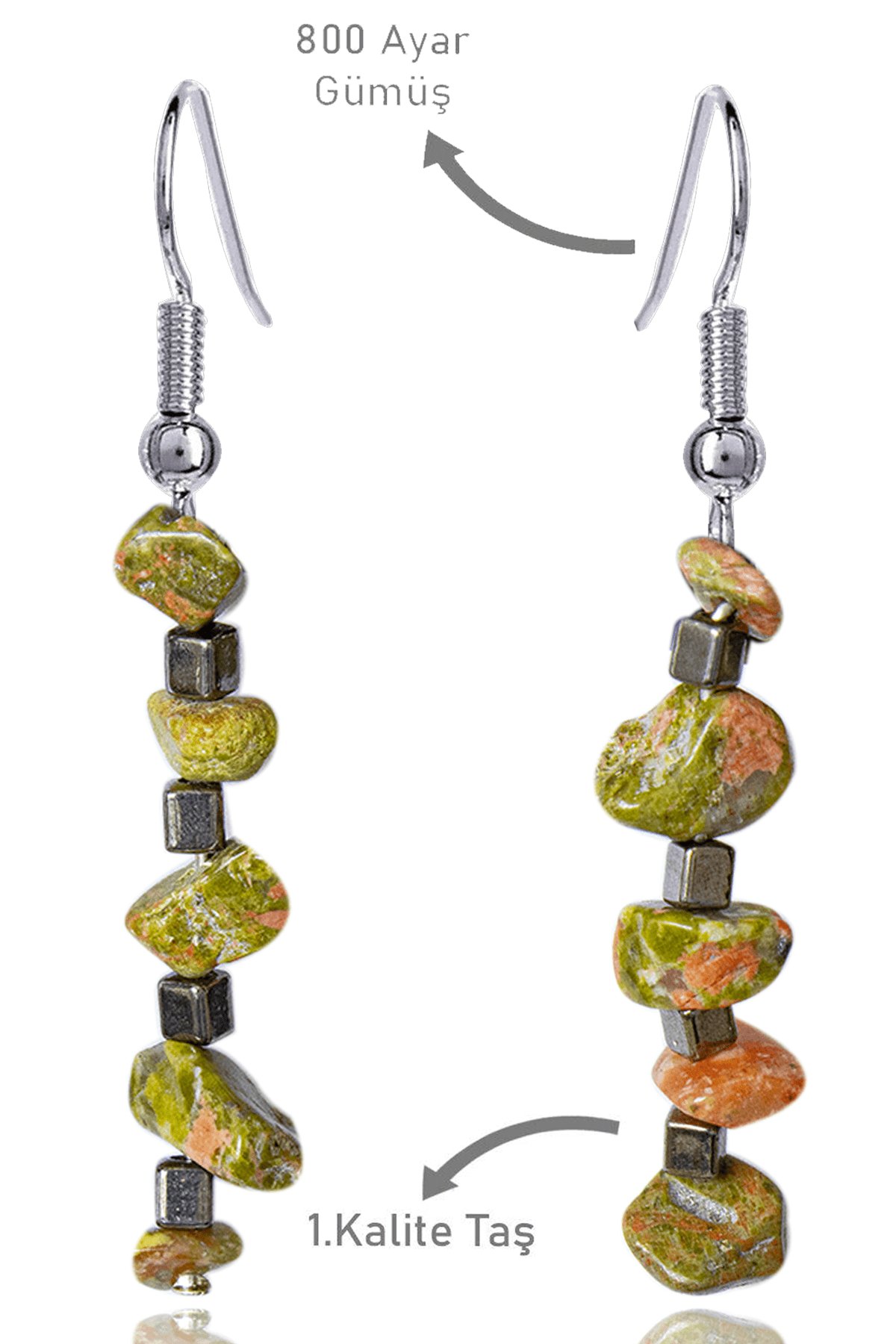 Sertifikalı Kırık Taşlı Model Unakit Taşı Küpe