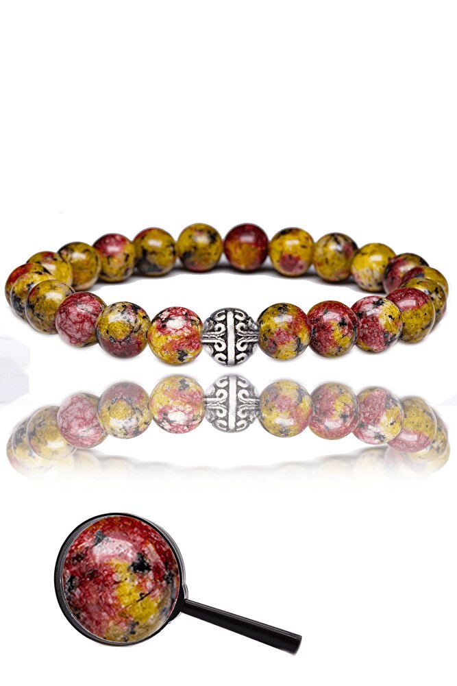 Sertifikalı Hardal Kırmızı Kuvars Taşı Bileklik - Gümüş Aparatlı