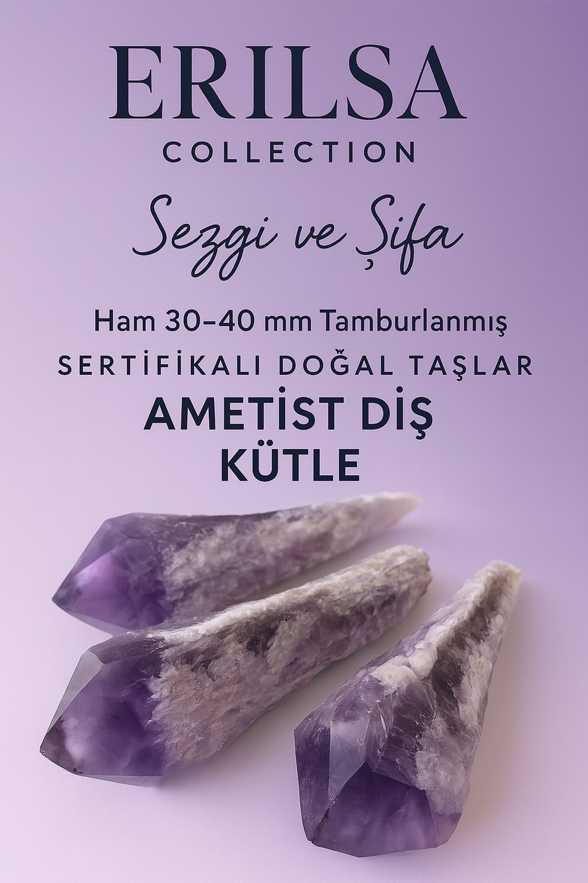 Sertifikalı Doğal Ametist Diş Kütle 30-40 mm – Sezgi ve Şifa Taşı