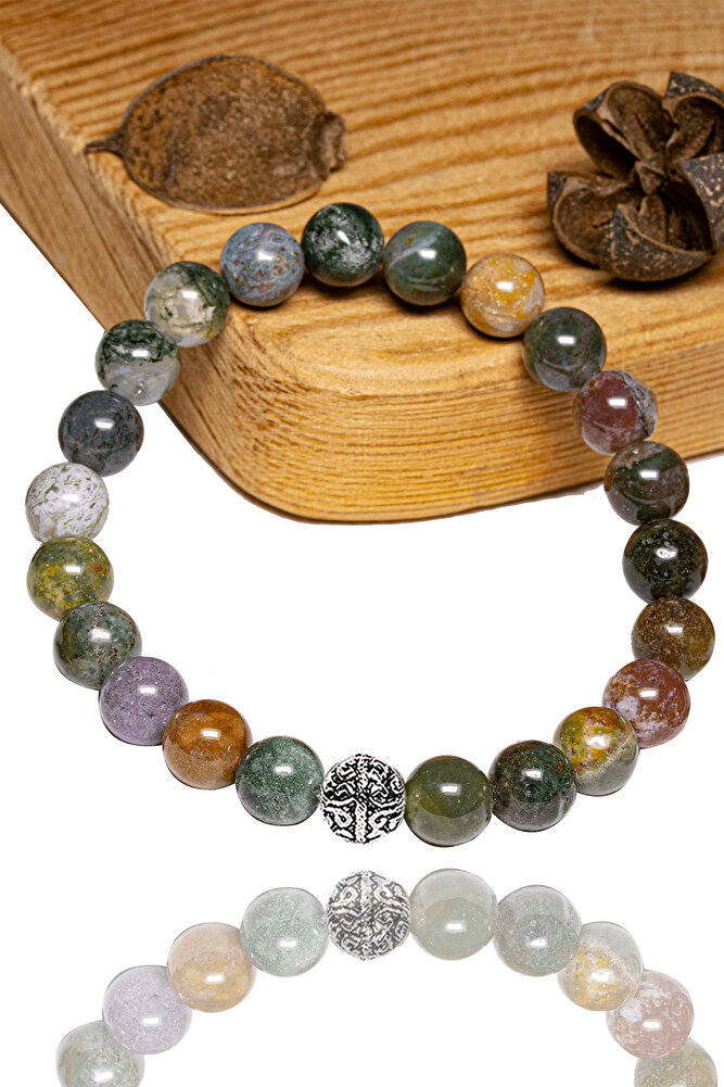 Sertifikalı Aaa+ Hint Akik Taşı Bileklik Gümüş Aparatlı (hindistan)