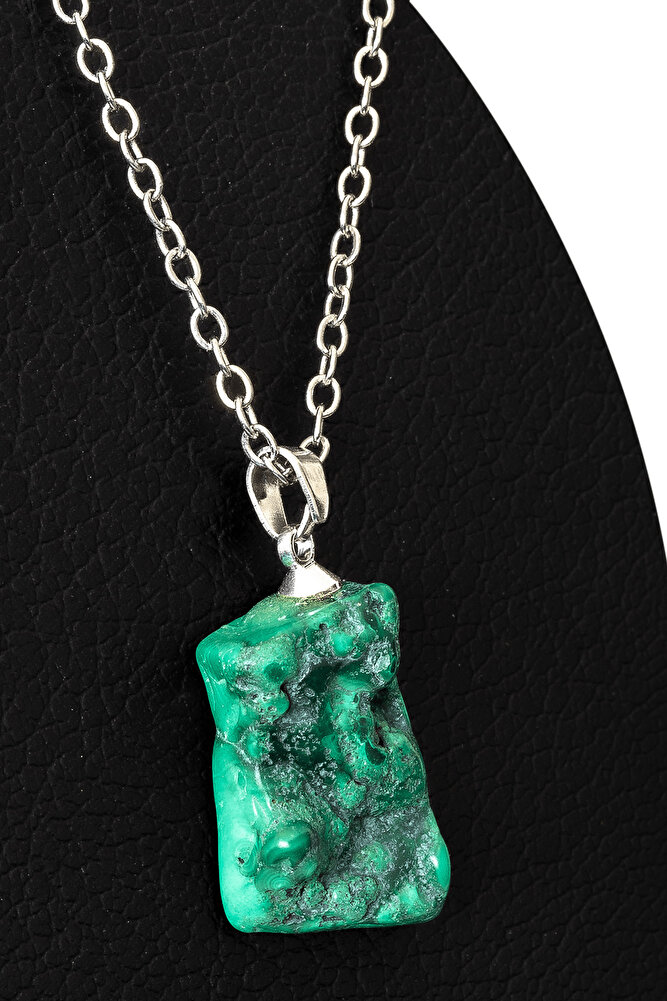 Sertifikalı Ham İşlenmemiş Gerçek Malahit Taşı Kolye