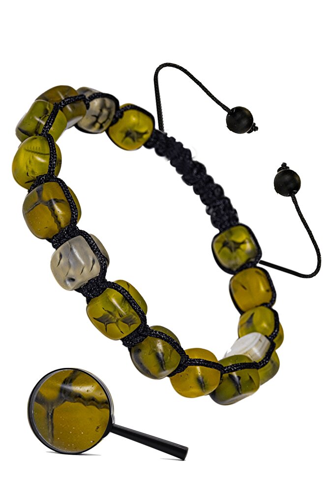 Sertifikalı Makrome Damarlı Yeşil Akik Taşı Doğal Taş Bileklik