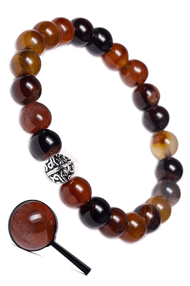 Sertifikalı Siyah Kızıl Yemen Akik Taşı Bileklik (gümüş Aparatlı)