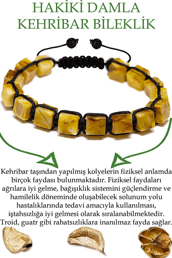 Sertifikalı Küp Kesim Sarı Doğal Damla Kehribar Bileklik (ukrayna)