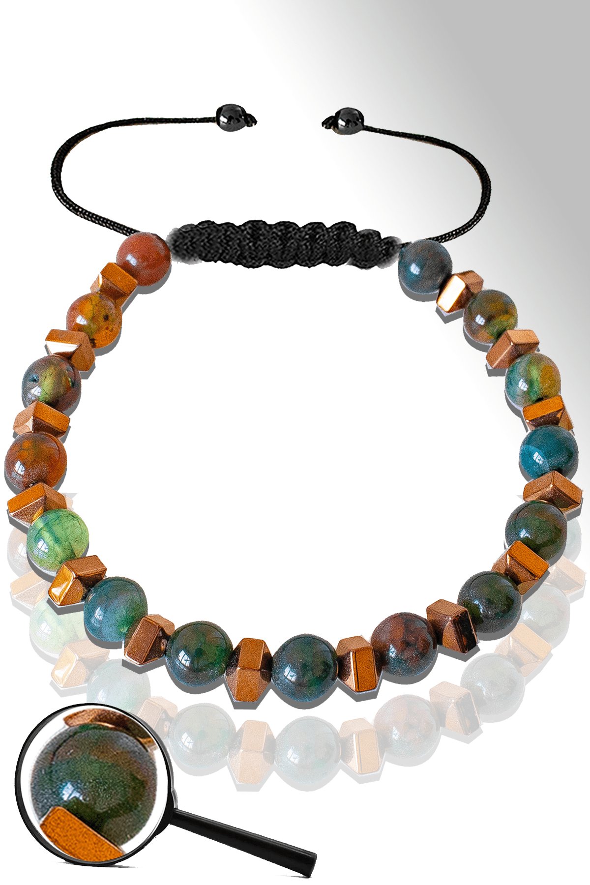 Sertifikalı Rose Hematitli 6 Mm Doğal Hint Akik Taşı Bileklik - Hindistan