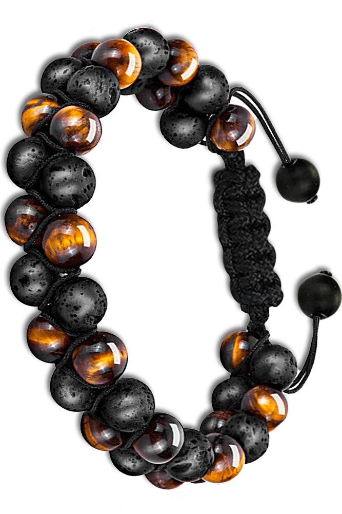 Sertifikalı Yüksek Kalite Doğal Kaplan Gözü Lav Taşı Doğal Taş Bileklik