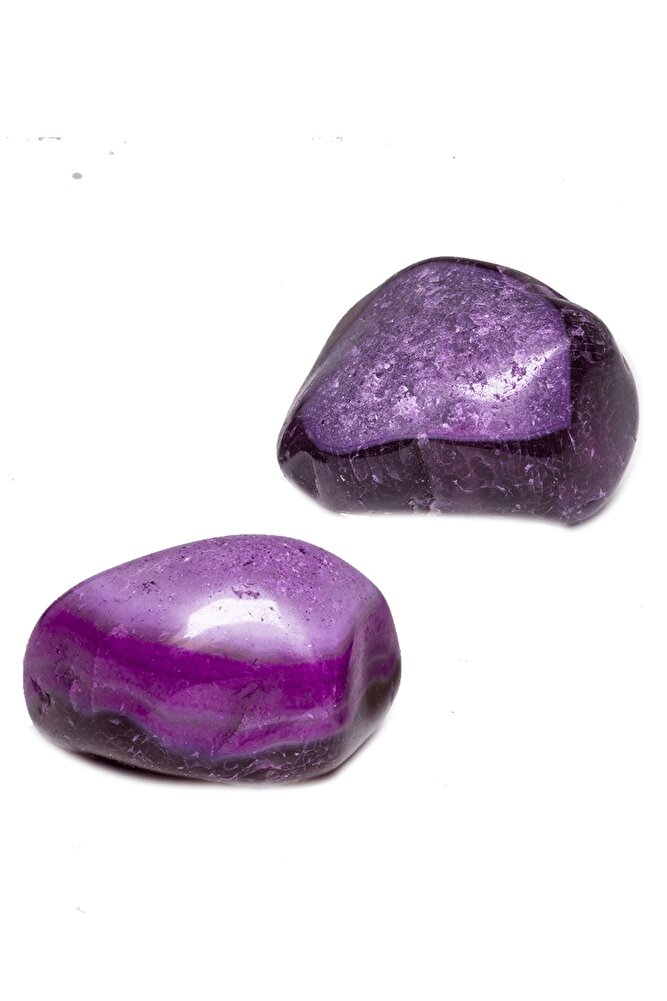 Sertifikalı Doğal Mor Pembe Kalsedonlu Akik Taşı Kütle - Tamburlanmış (3-4 Cm)