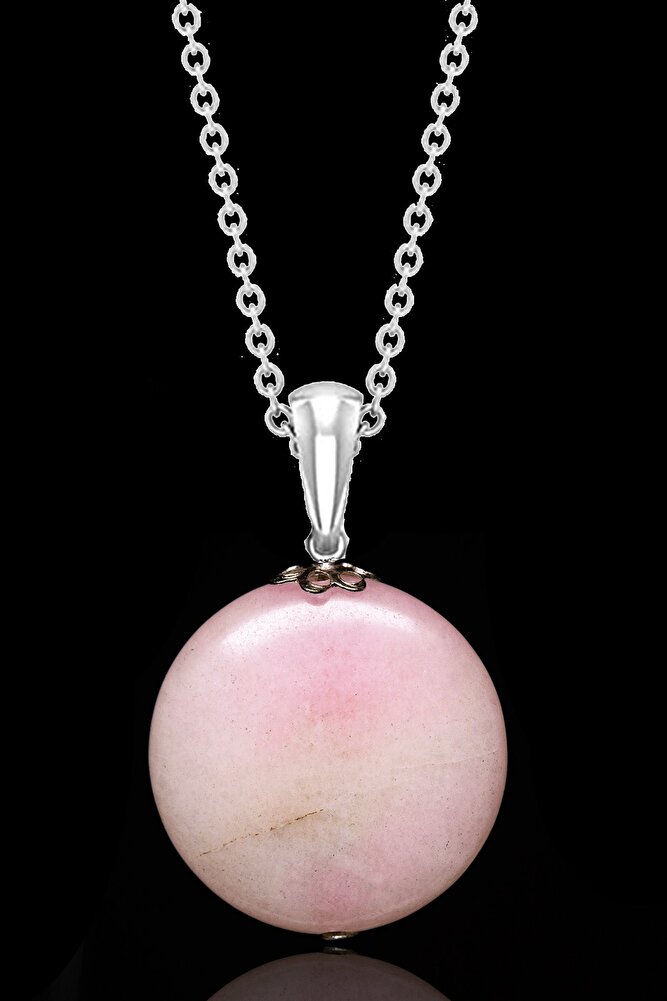 Sertifikalı Afrika Açık Pembe Opal Taşı Kolye - 1.kalite