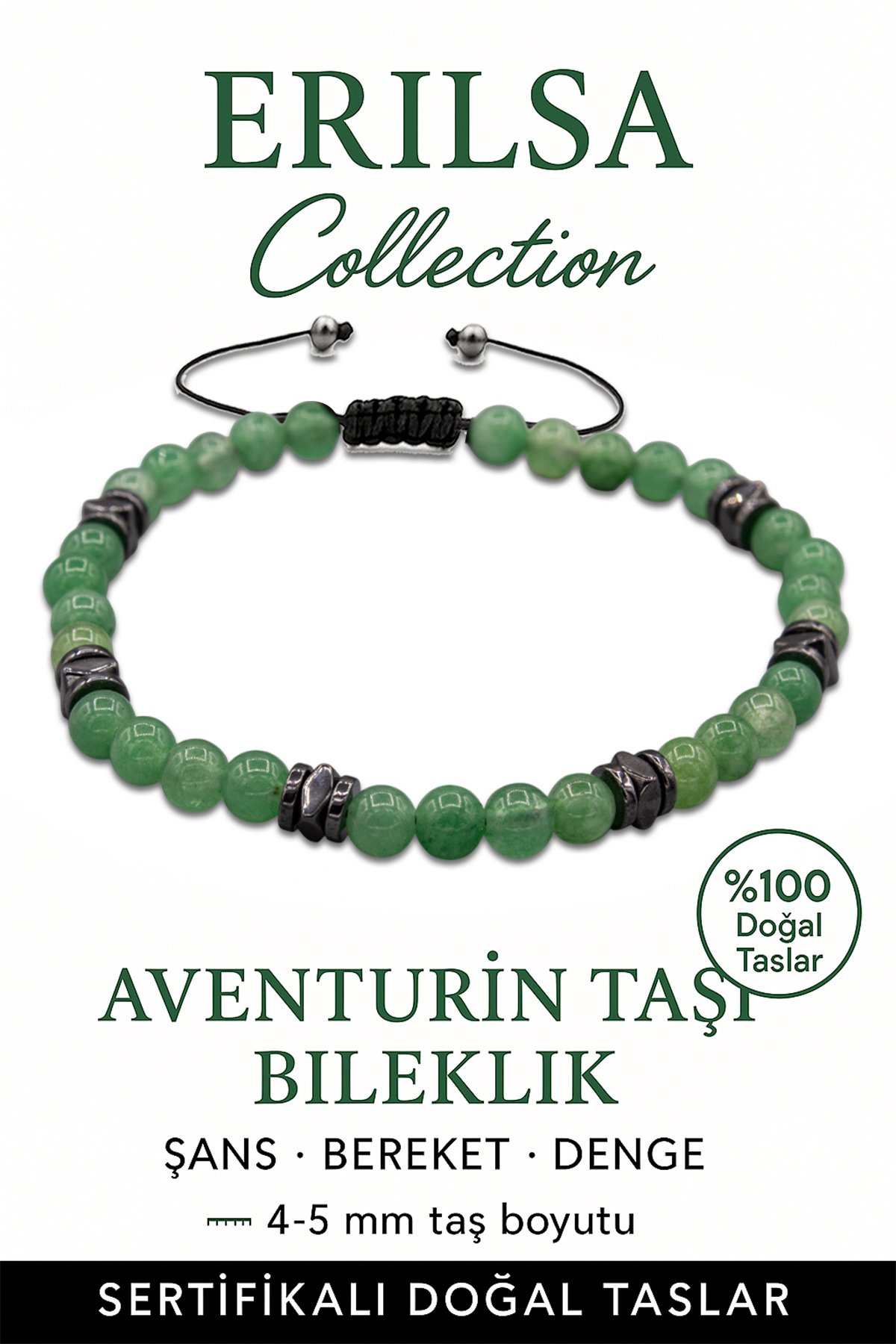 Sertifikalı Terahertz – Açık Aventurin Taşı Bileklik (İnce Model) – Şans, Neşe ve Duygusal Tazelik Taşı