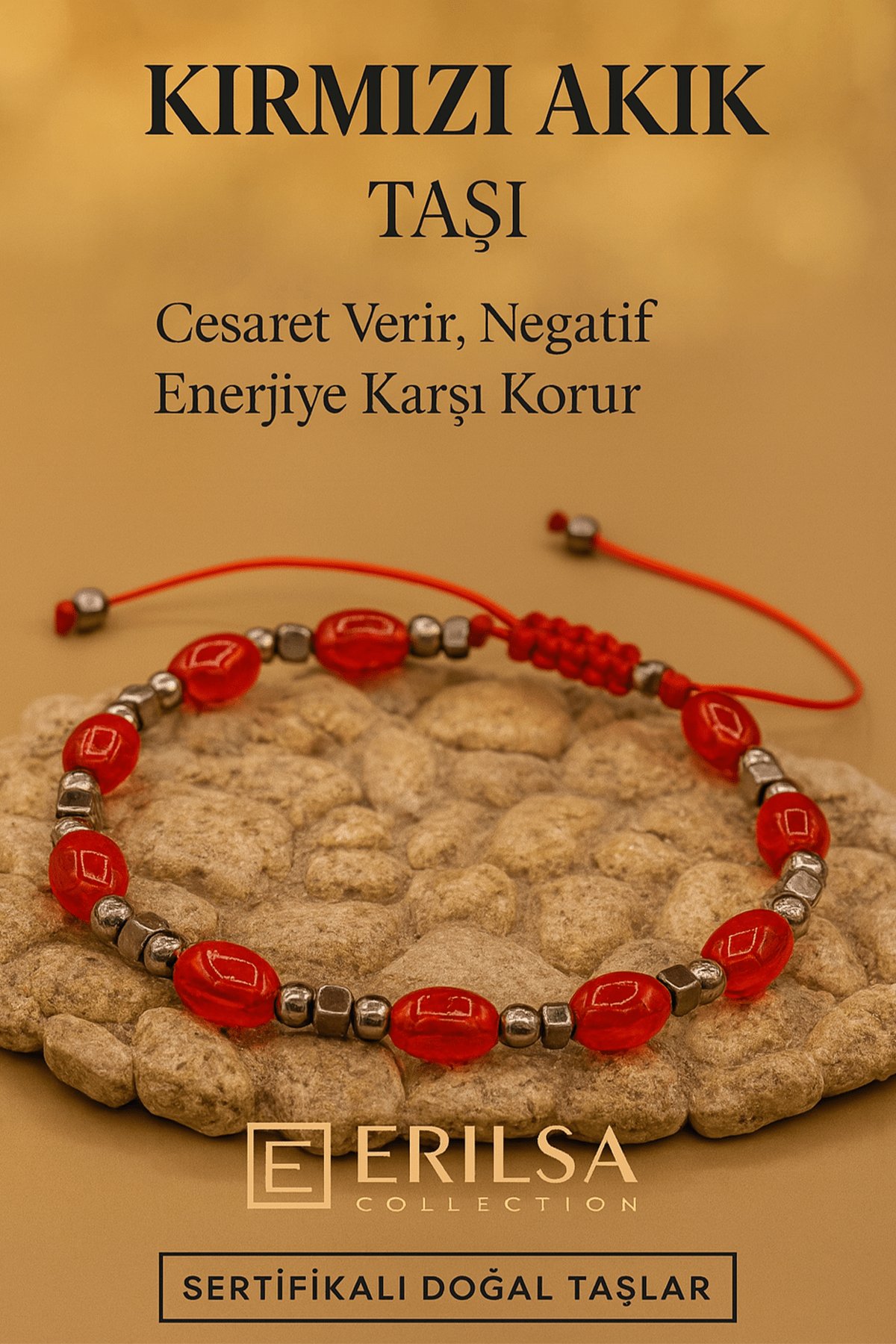 Sertifikalı Kırmızı Akik Taşı Bileklik Cesaret Verir ve Negatif Enerjiye Karşı Kalkan Oluşturur