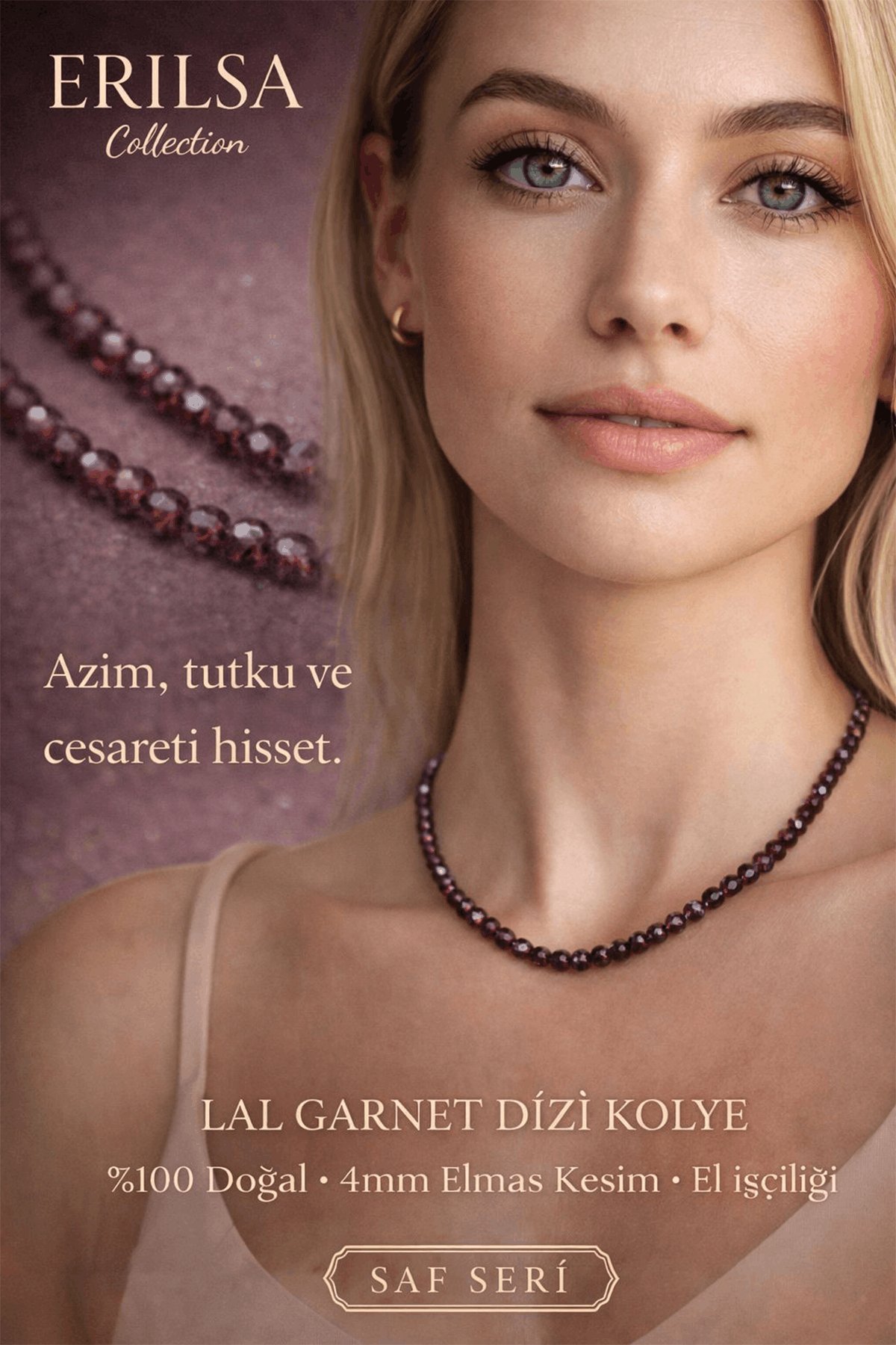 Sertifikalı Lal Garnet Dizi Kolye - 4mm Elmas Kesim Minimal Seri Doğal Taş Kolye