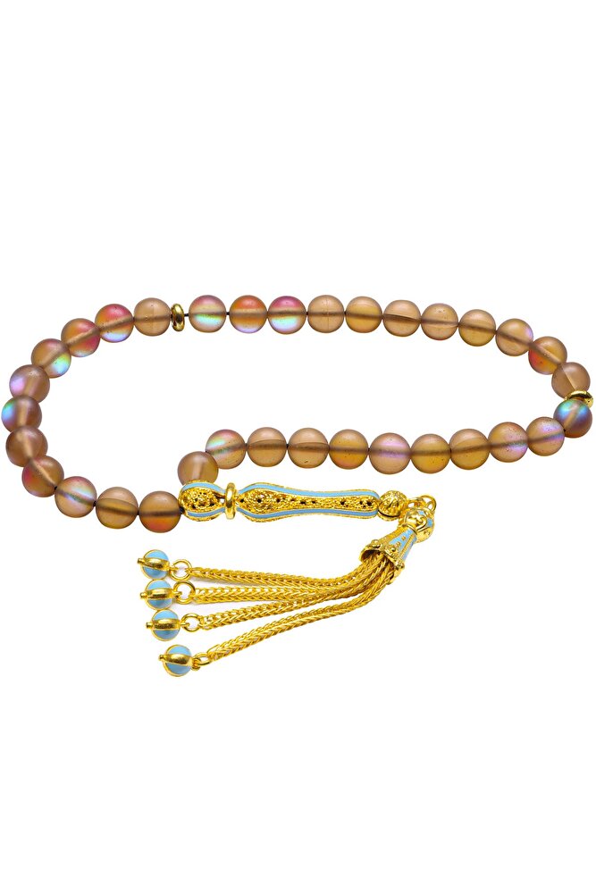 Makrome Telkari Püskül Doğal Dumanlı Kuvars Taşı Tesbih