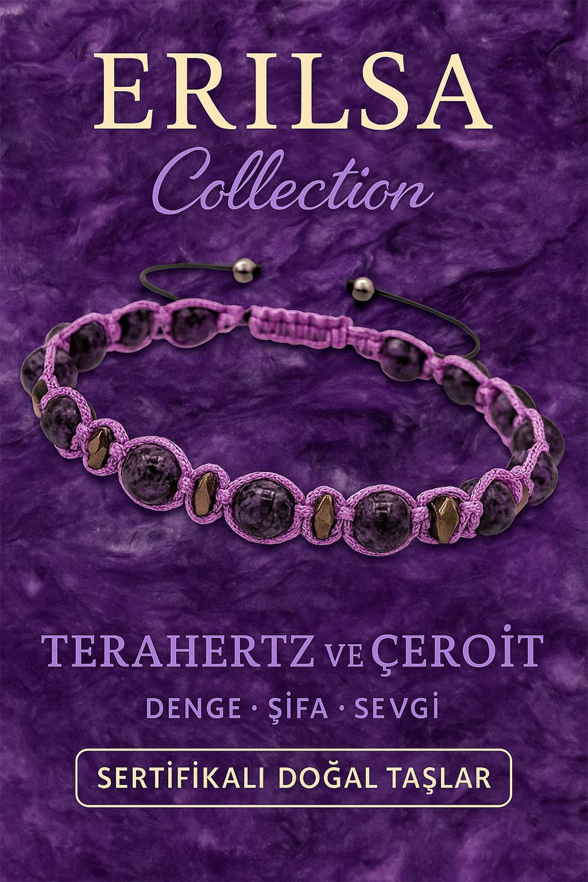 Sertifikalı Çeroit ve Terahertz Taşı Bileklik – Ruhsal Şifa, Denge ve Sevgiyi Bileğinde Hisset