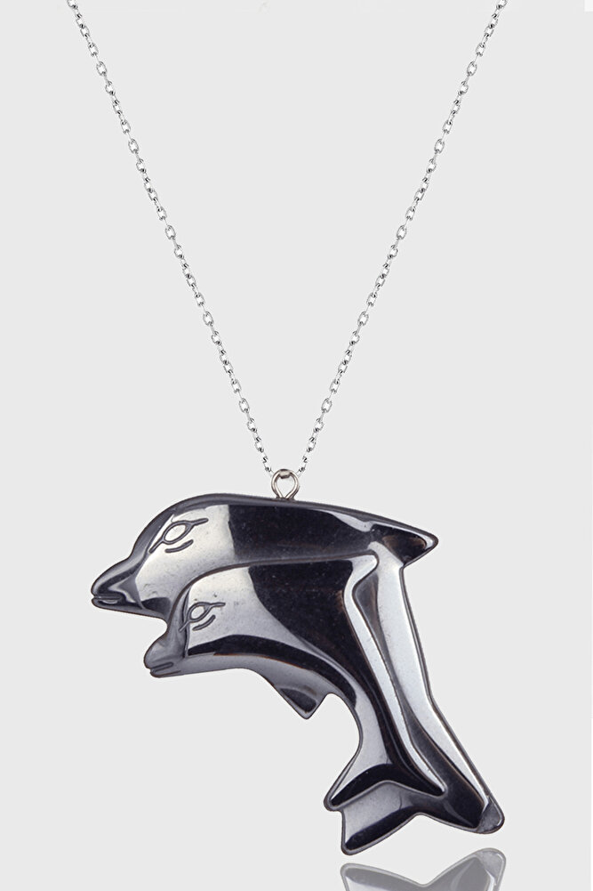 Sertifikalı Gerçek AAA+ Yunus Model Doğal Taş Hematit Taşı Kolye