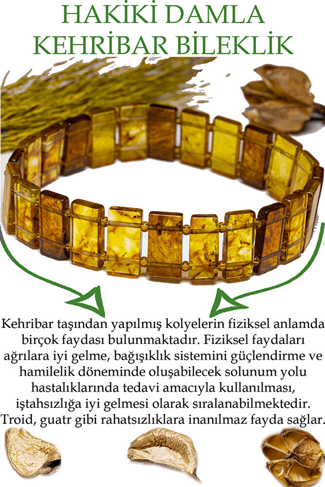 Üretici Sertifikalı Iri Sarı Baltık Doğal Damla Kehribar Rolex Bileklik