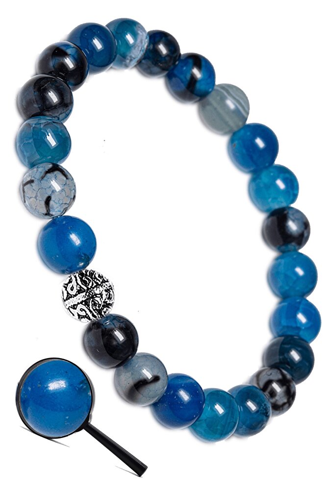 Sertifikalı Aaa Mavi Akik Taşı Doğal Taş Bileklik (gümüş Aparatlı)