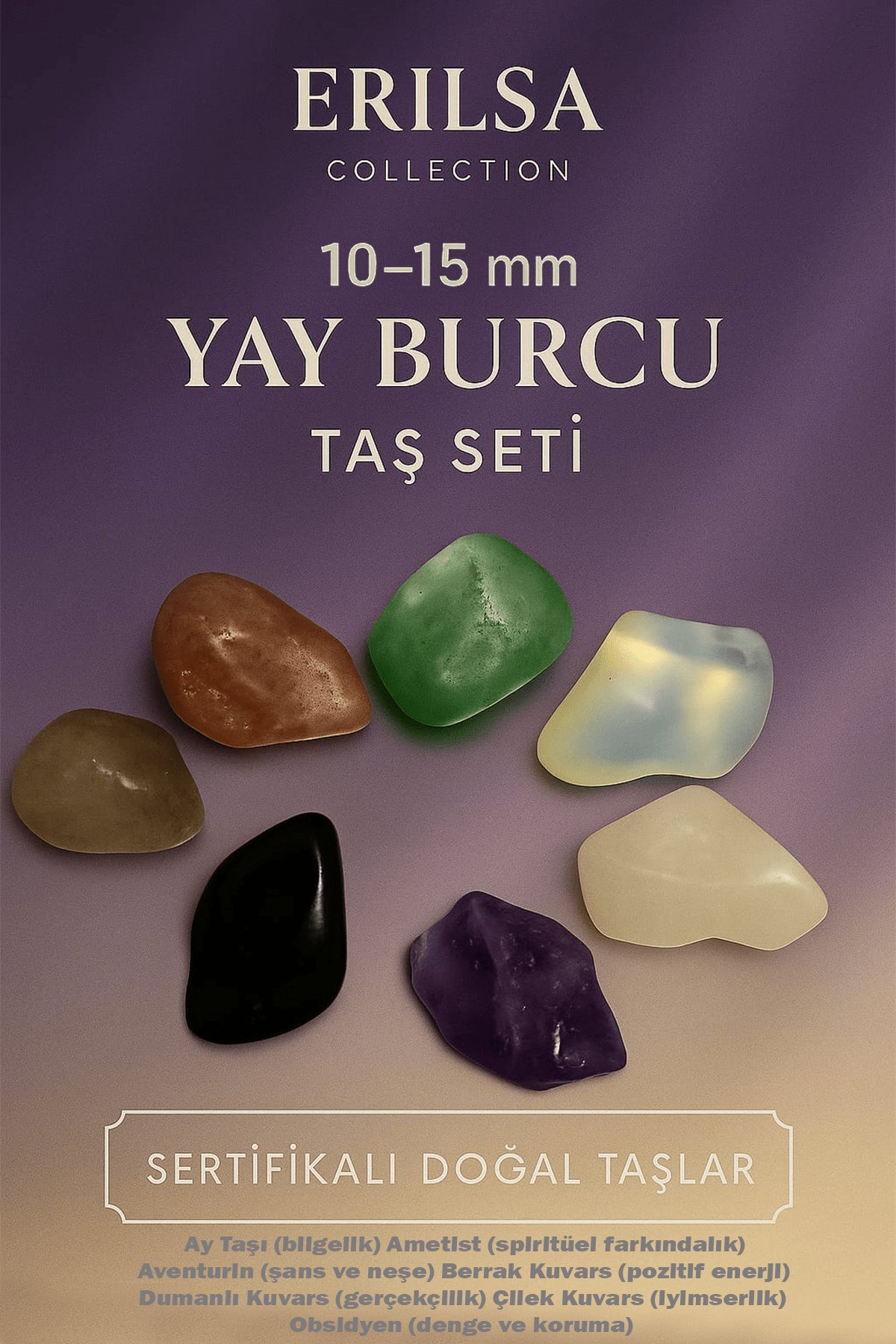Sertifikalı Yay Burcu Doğal Taş Kütle Seti 10-15 mm - Pozitif Enerji ve Ruhsal Farkındalık Taşları