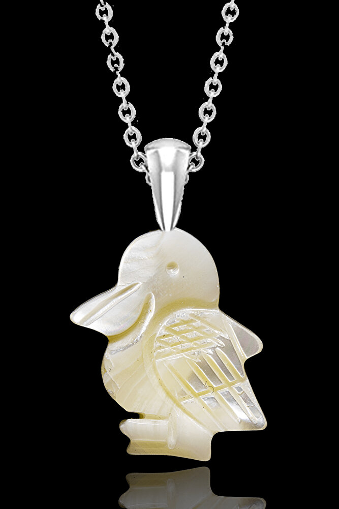 Sertifikalı Hakiki Kuş Kesim Sedef Taşı Kolye