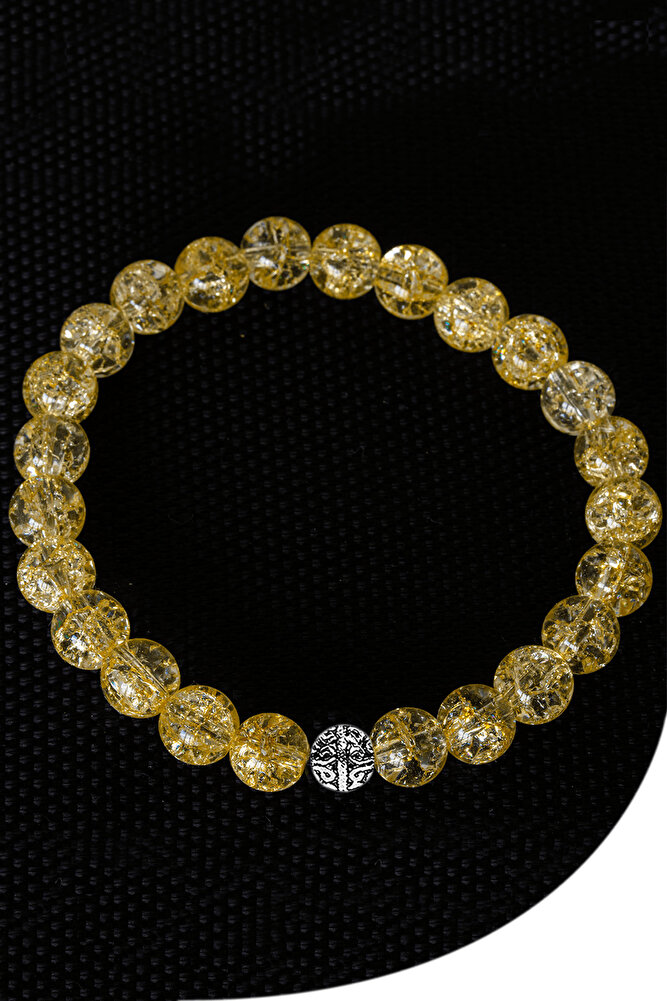 Sertifikalı Gold Necef Taşı Bileklik - Gümüş Aparatlı