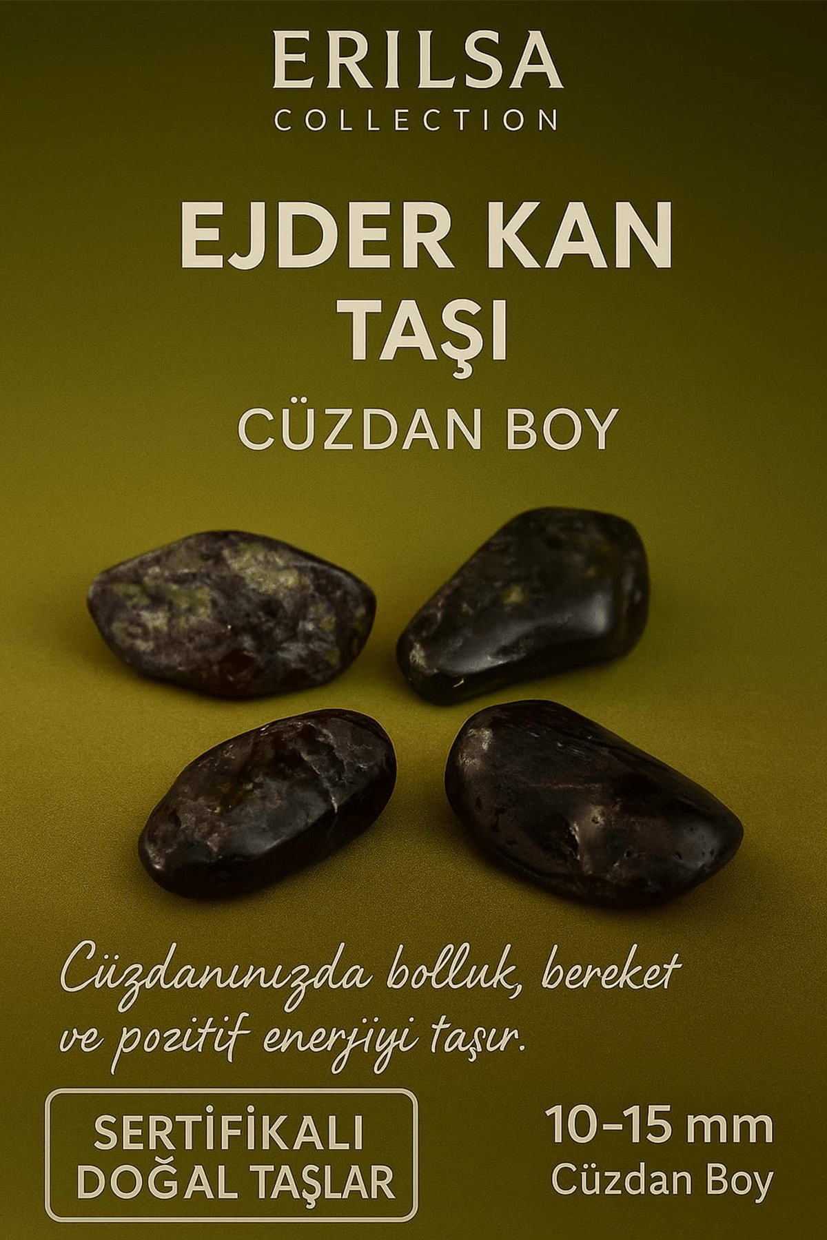 Sertifikalı Ejder Kan Taşı Kütle 10-15 mm – Güç, Bolluk ve Koruma Taşı