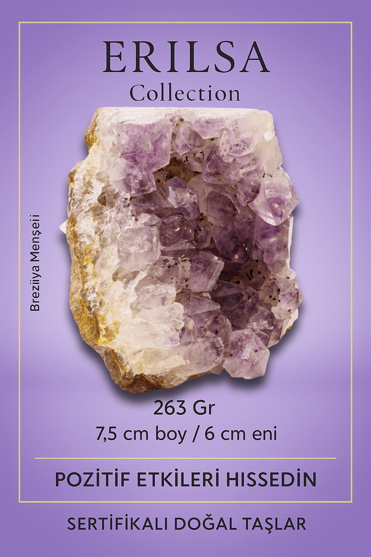 Sertifikalı Ametist Taşı Kütlesi 263 Gr – Ham Doğal Kristal Dekoratif Taş Parçası