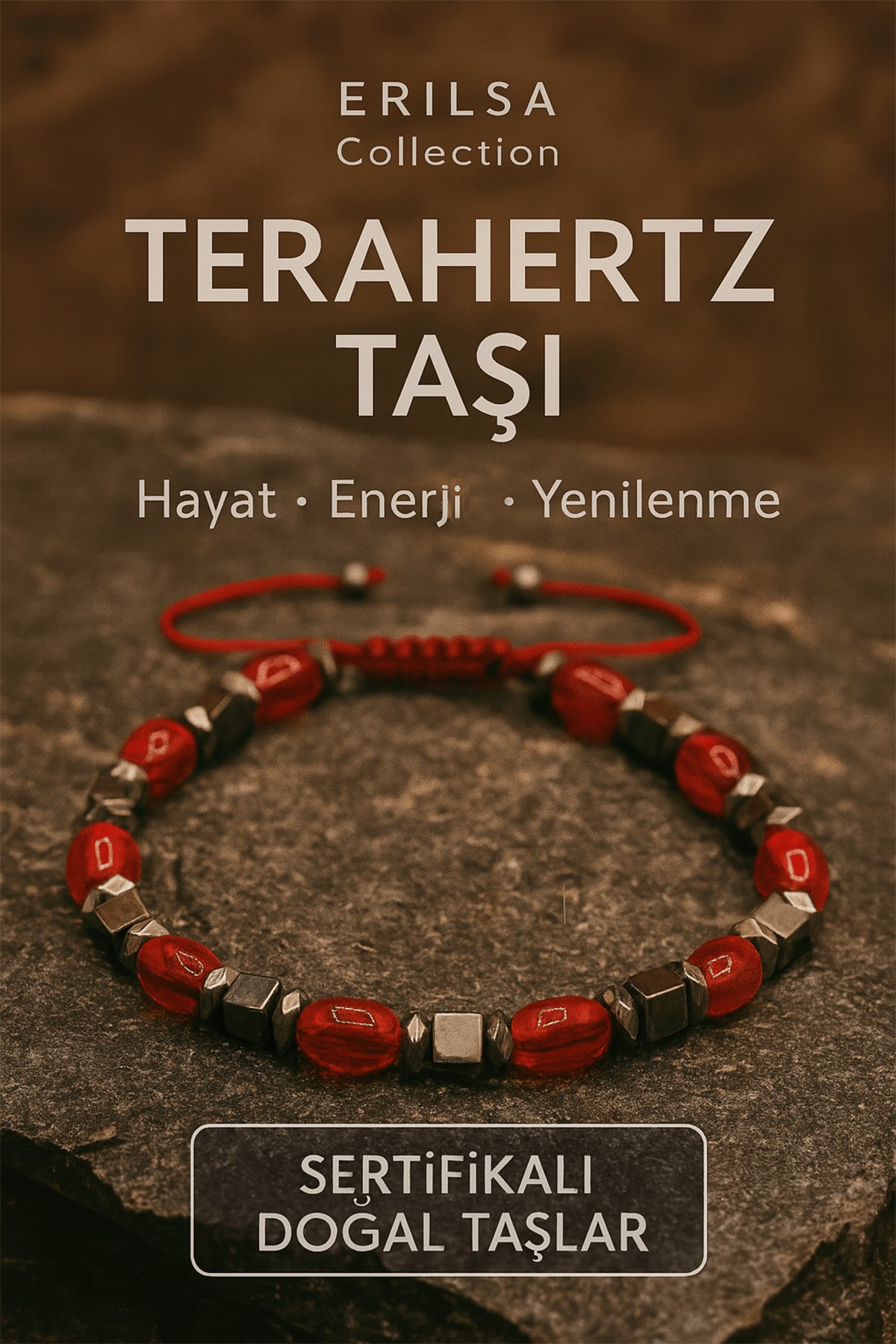 Sertifikalı Terahertz - Kırmızı Kuvars Taşı Bileklik Hayat Enerjisi ve Ruhsal Yenilenme Taşı