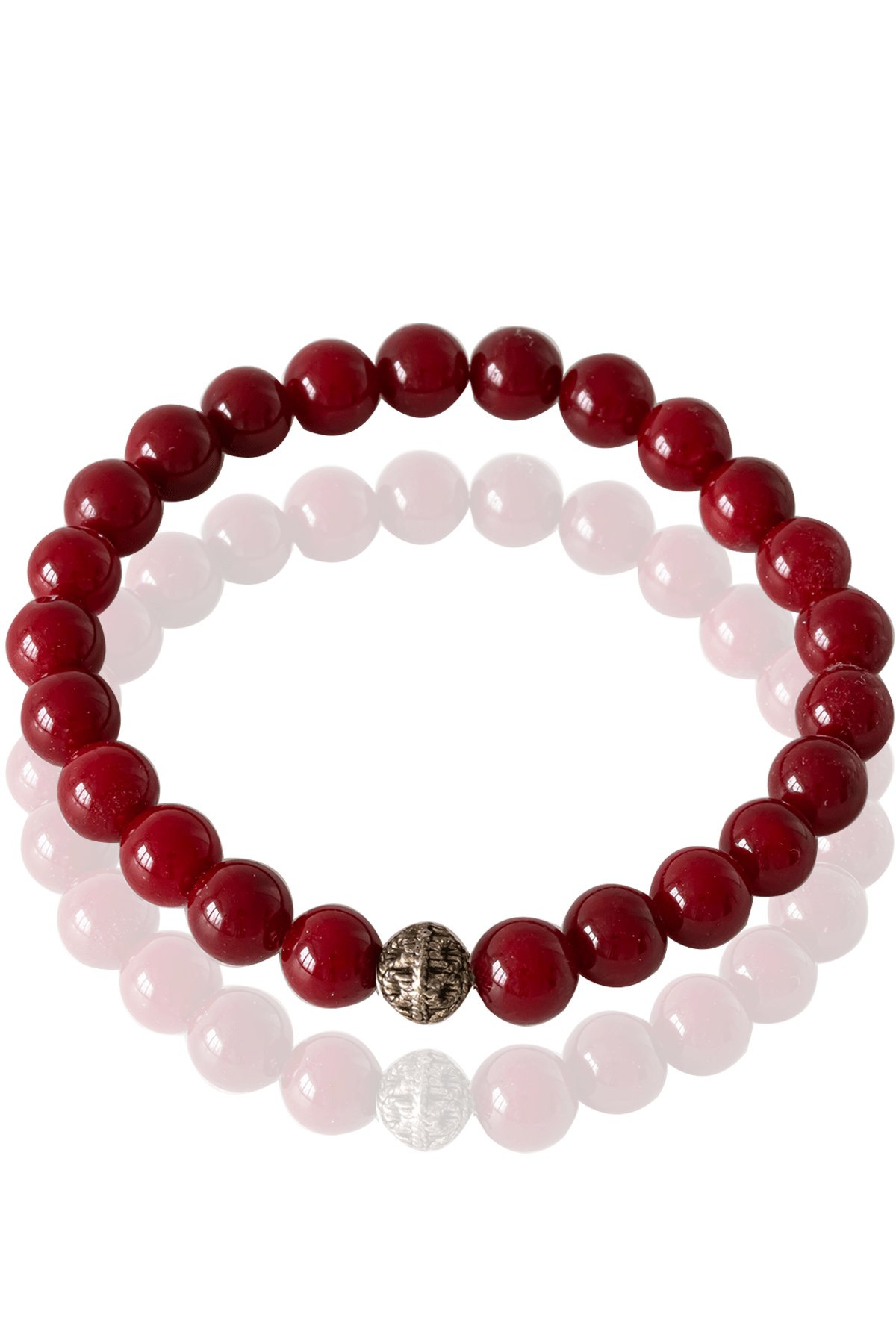 Sertifikalı Koyu Renk Kırmızı Akik Taşı Bileklik - Gümüş Aparatlı