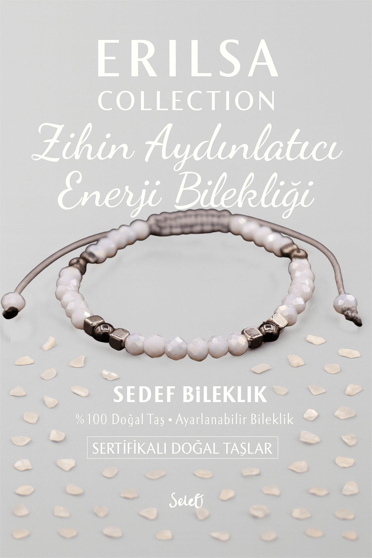Sertifikalı Zihin Aydınlatıcı Enerji Bilekliği - Sedef ve Terahertz Doğal Taş 4 mm