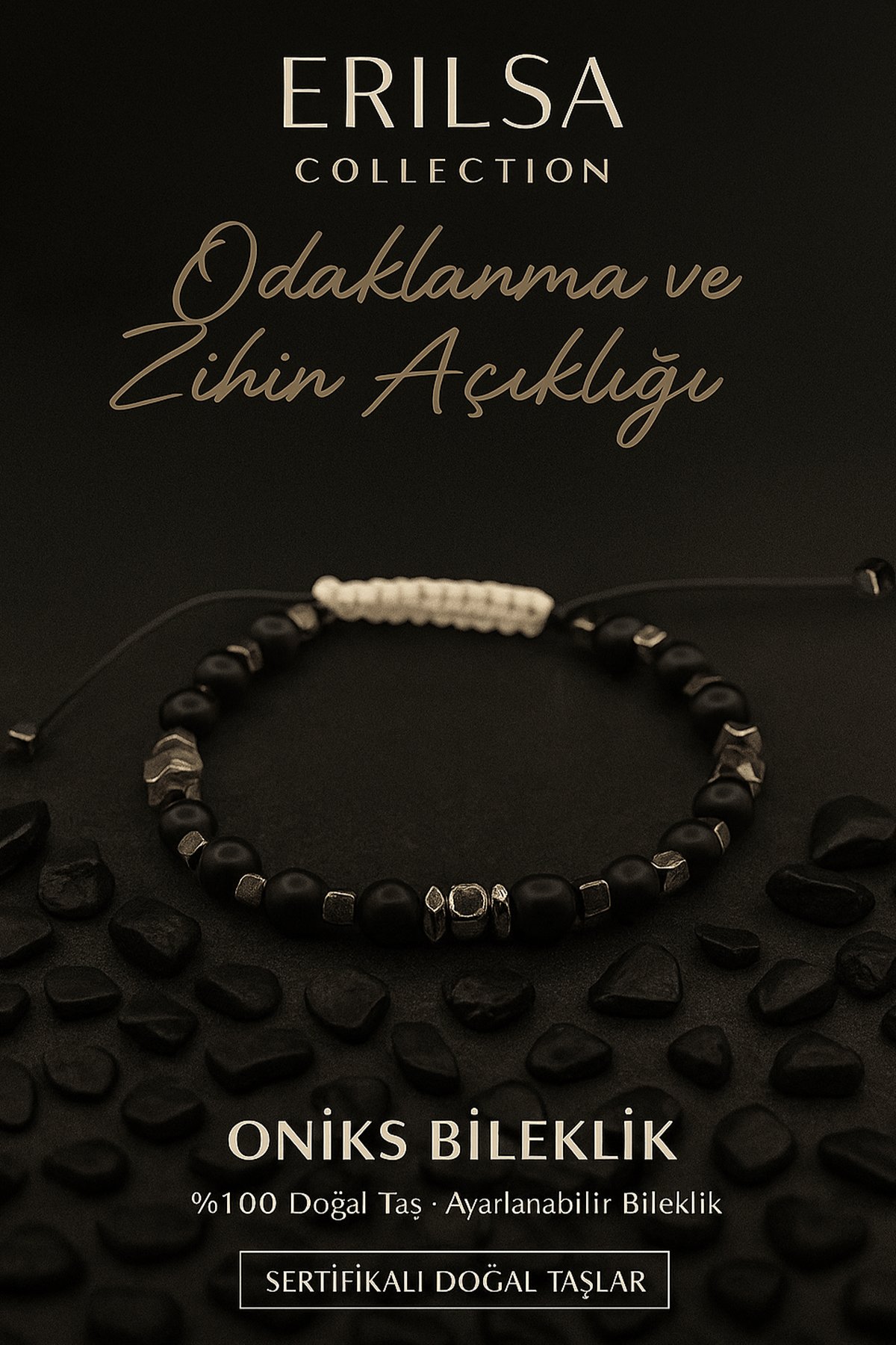 Sertifikalı Öğrenme Zihin Açıklığı ve Odaklanma Bilekliği – Oniks ve Terahertz – 6 mm