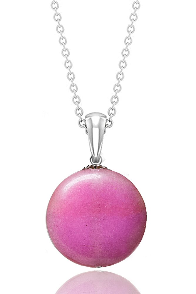 Sertifikalı Pembe Renk Kuvars Taşı Kolye - 1.kalite