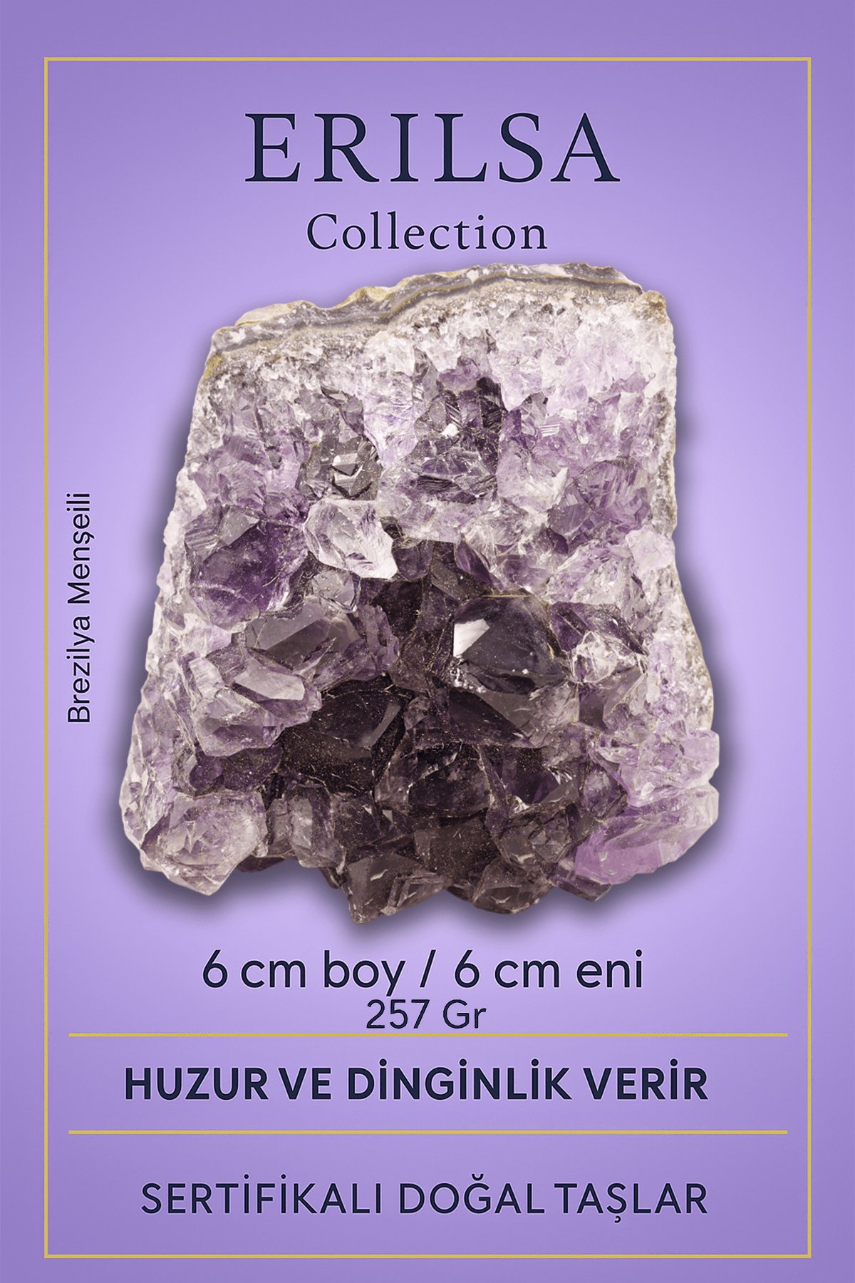 Sertifikalı Ametist Taşı Kütlesi 257 Gr – Ham Doğal Kristal Dekoratif Taş Parçası