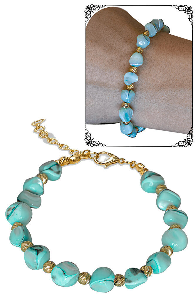 Sertifikalı Mavi Sedef Taşı Bileklik - Ayarlamalı