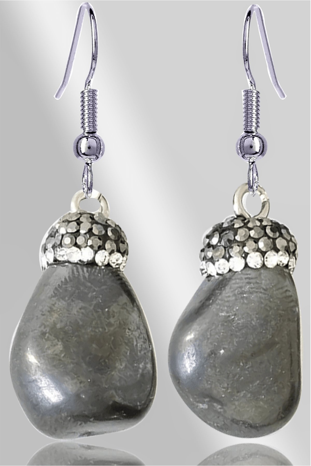 Sertifikalı Zirkon Taşlı Model Hematit Taşı Doğal Taş Küpe