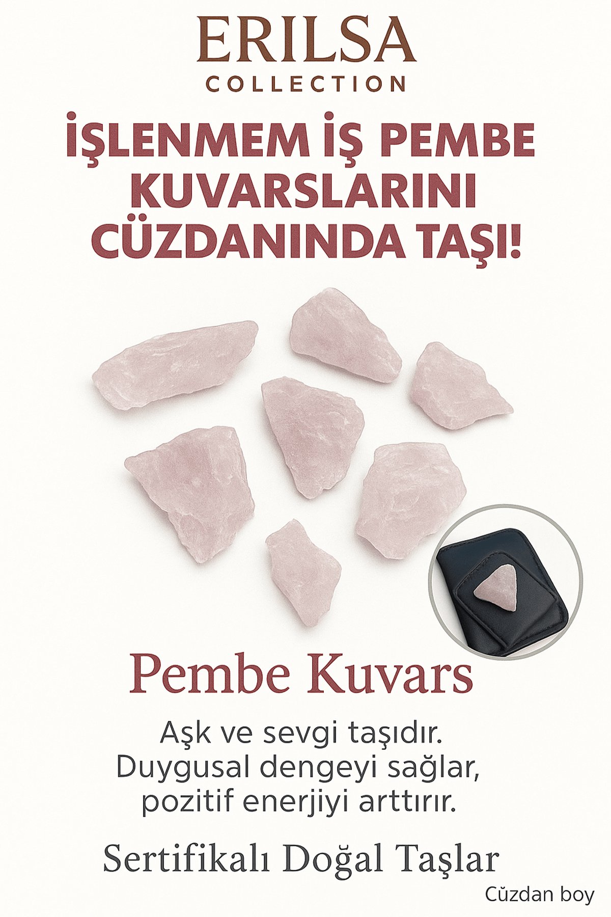 Sertifikalı Ham Cüzdan Boy Kristal Kuvars Taşı Kütle - Günlük Arınma ve Enerji Temizliği Taşı