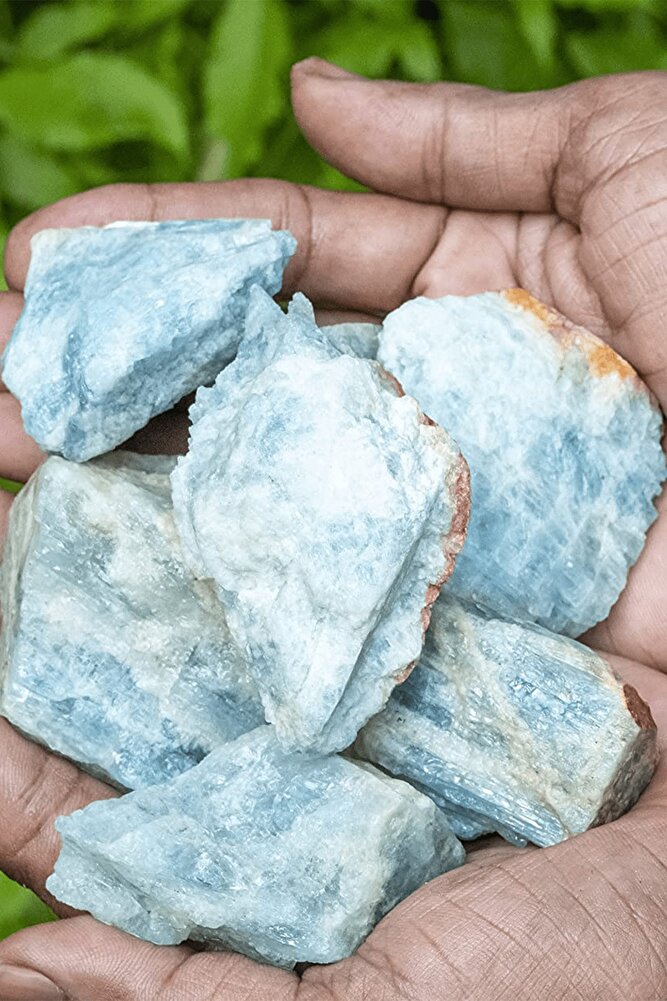 Sertifikalı Ham Işlenmemiş Doğal Akuamarin Taşı Kütle (4-5 Cm)