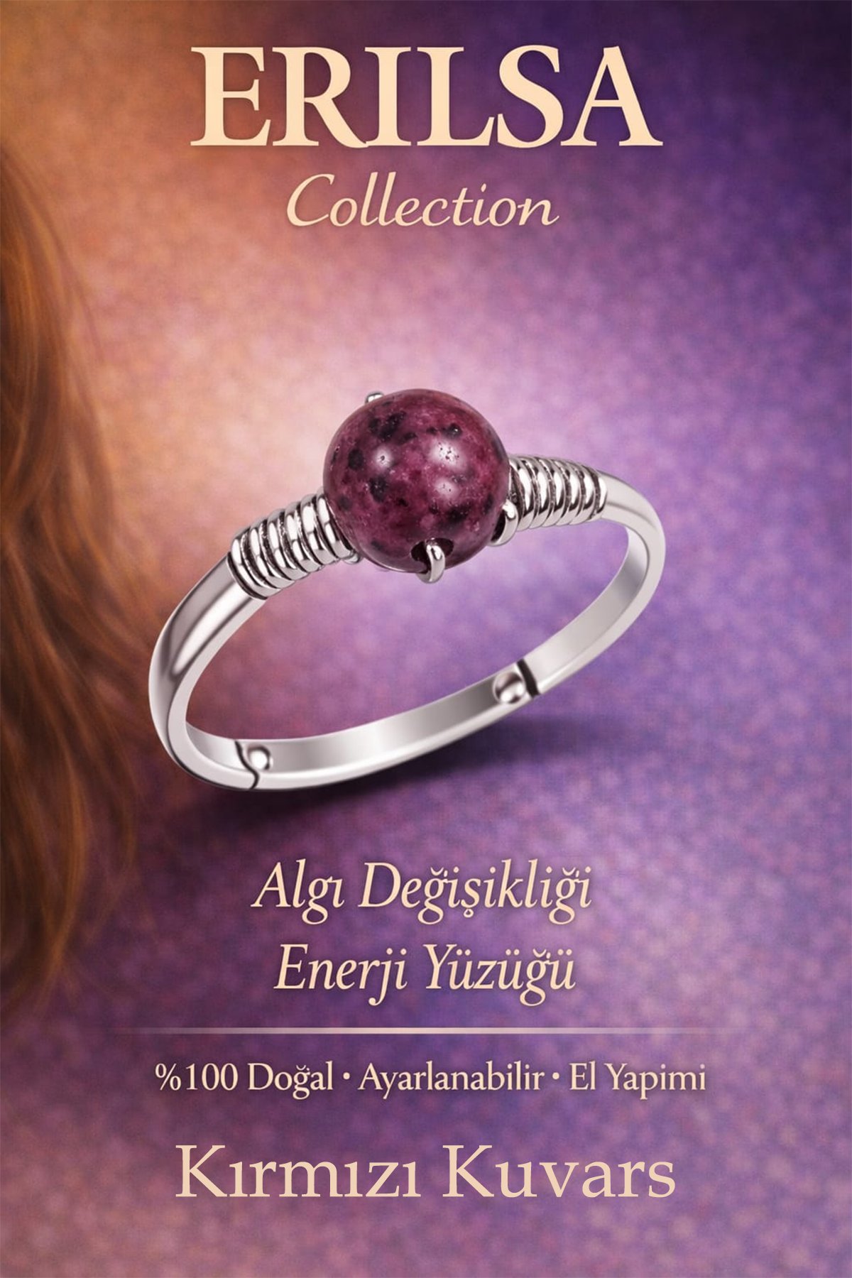 Sertifikalı Algı Değişikliği Enerji Yüzüğü – Kırmızı Kuvars Ayarlamalı İnce Kasa Koç Yay Akrep Burcu