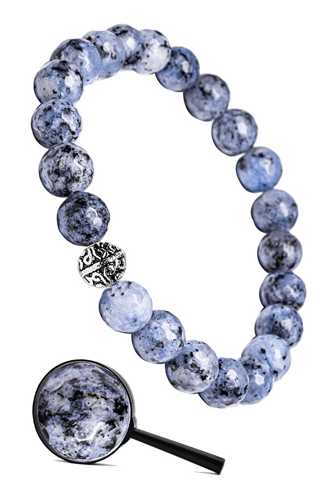 Sertifikalı Fasetli Gümüş Aparatlı Doğal Mavi Kuvars Taşı Bileklik