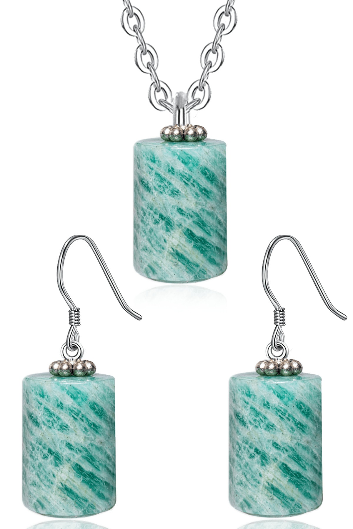 Sertifikalı Doğal Akuamarin Taşı Doğal Taş Kolye Küpe Seti