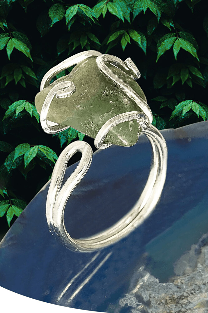 Sertifikalı Gümüş Rokoko Model Yeşim Taşı Yüzük - Ayarlamalı