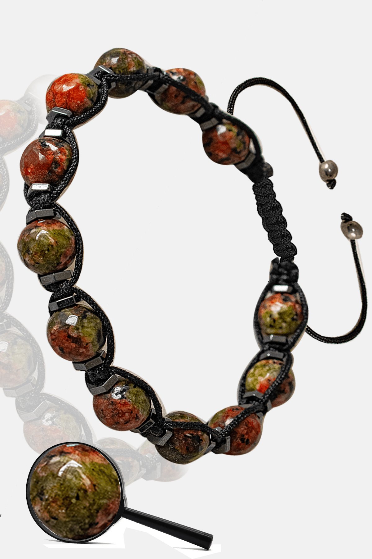 Sertifikalı Fasetli Gerçek Unakit Taşı Bileklik - Ayarlamalı