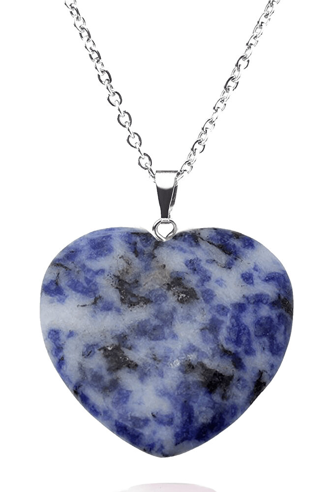 Sertifikalı Kalp Model Sodalit Taşı Kolye (Zeka Taşı)