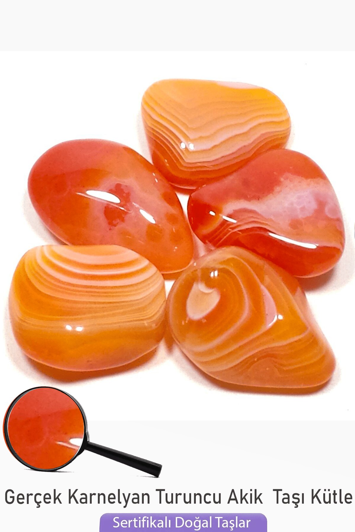 Sertifikalı Gerçek Karnelyan Turuncu Akik Taşı Kütle - 3 Adetli