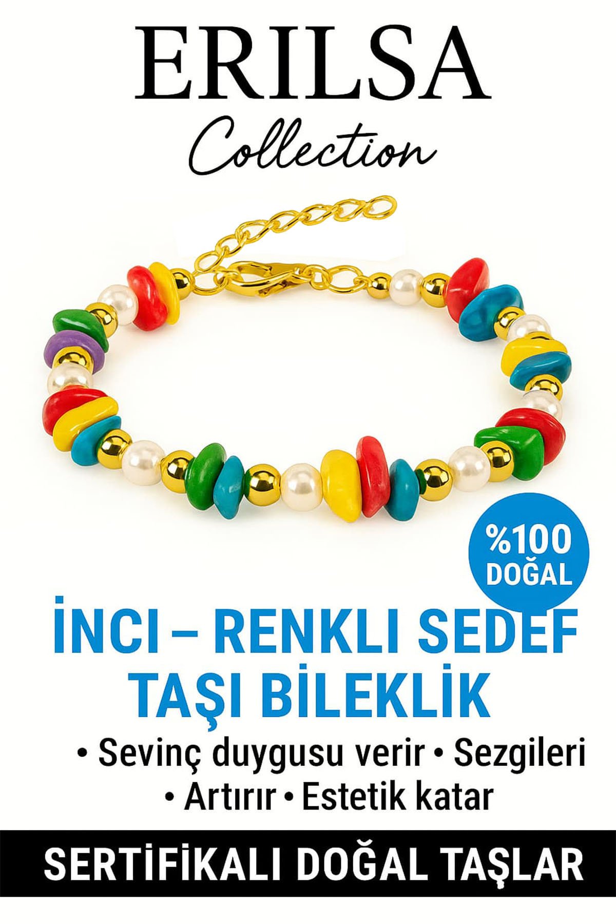 Sertifikalı İnci ve Renkli Sedef Taşı Bileklik – Duygusal Denge ve Şıklık