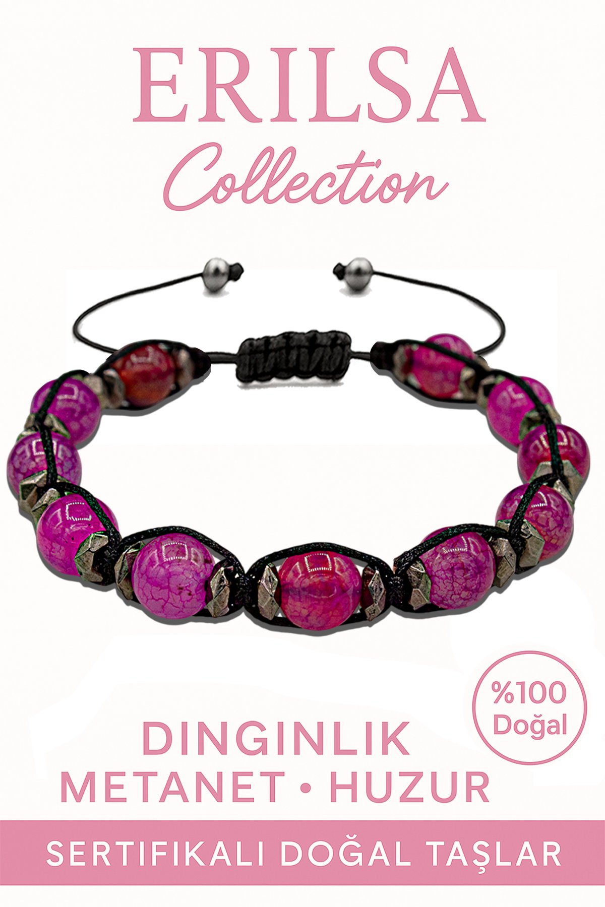 Sertifikalı Terahertz ve Pembe Akik Taşı Bileklik – Sevgi ve Dengeyi Yükseltin