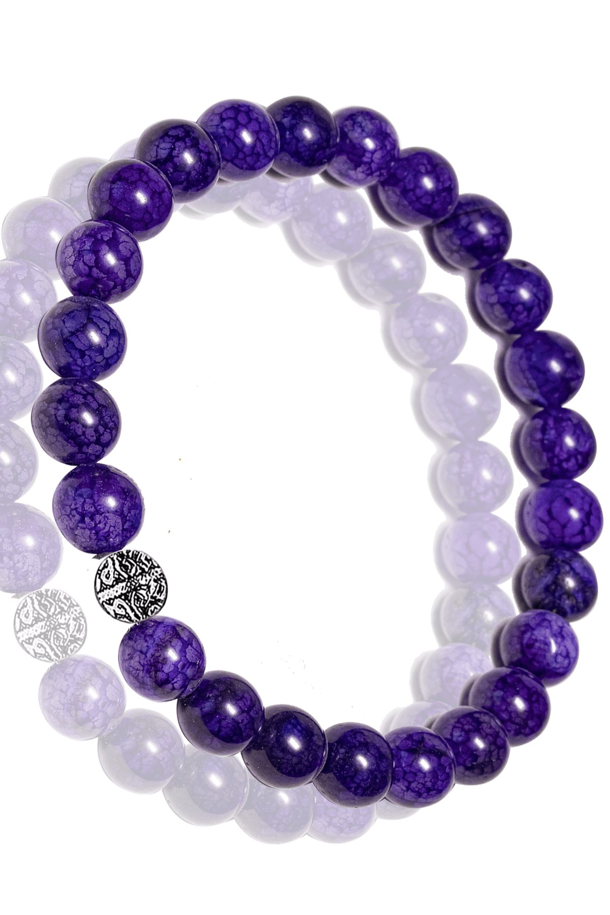 Sertifikalı Damarlı Mor Akik Taşı Bileklik - Gümüş Aparatlı