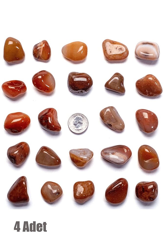 Sertifikalı Tamburlanmış 3 Adet Karneol Karnelyan Akik Taşı Kütle